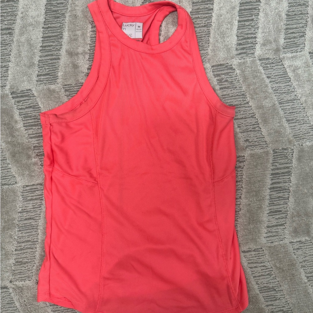 Lucky in Love ribbed Coral Tank Top